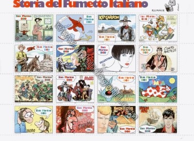 FOGLIETTO FRANCOBOLLI - LA STORIA DEL FUMETTO - SAN MARINO                                                                                                                                                                                                