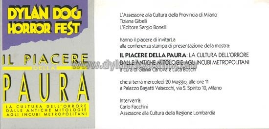 INVITO MOSTRA IL PIACERE DELLA PAURA - MILANO                                                                                                                                                                                                             