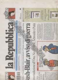 LA REPUBBLICA 25 FEBBRAIO 2003                                                                                                                                                                                                                            
